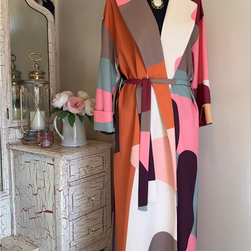PS Fashion abstract print kimono-style duster